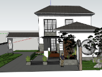 Bao cảnh 3d biệt thự 2 tầng file sketchup