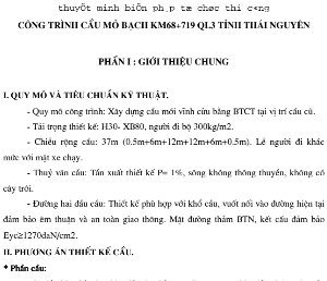 Biện pháp tổ chức thi công cầu Mỏ Bạch Thái Nguyên