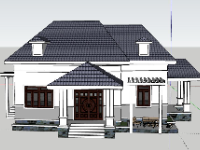 model su biệt thự 1 tầng,biệt thự 1 tầng file su,biệt thự 1 tầng file sketchup,sketchup biệt thự 1 tầng