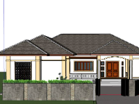 Biệt thự 1 tầng 13x21m file sketchup