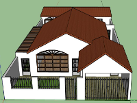 Biệt thự 1 tầng 13x31m dựng model sketchup