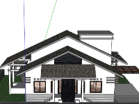 Biệt thự 1 tầng 14x13m file sketchup