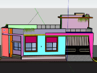 Biệt thự 1 tầng 16x10m model sketchup