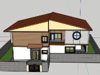 Biệt thự 1 tầng 16x14m model sketchup đẹp