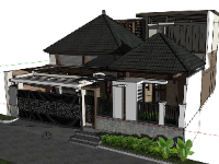 Biệt thự 1 tầng 17x13m file sketchup