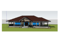 Biệt thự 1 tầng 22.4x11m file sketchup