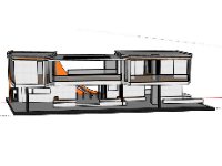 Biệt thự 1 tầng 26x10m file sketchup