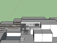 Biệt thự 1 tầng 38x32m model sketchup đẹp