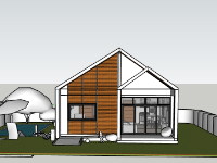 Biệt thự 1 tầng 7.7x12m file sketchup