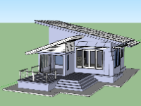 Biệt thự 1 tầng 7x14m model sketchup