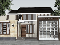 Biệt thự 1 tầng 8.85x11m file sketchup