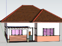 Biệt thự 1 tầng 8x10m file sketchup