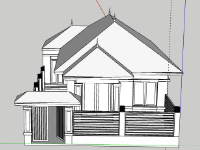 Biệt thự 1 tầng 9.5x15m model sketchup