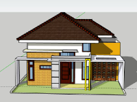 Biệt thự 1 tầng 9.8x13m file sketchup