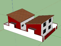 Biệt thự 1 tầng 9.8x14m file sketchup