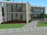 Biệt thự 1 tầng file model thiết kế sketchup