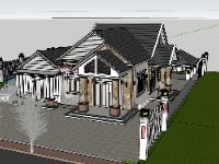 Biệt thự,sketchup Biệt thự  1 tầng,Biệt thự vườn 1 tầng,su biệt thự 1 tầng,sketchup biệt thự