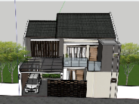 Biệt thự 2 tầng 10.7x10m file sketchup