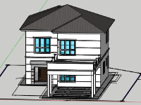 Biệt thự 2 tầng 10x18m file sketchup