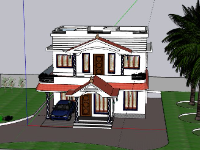 Biệt thự 2 tầng 11x10m file sketchup đẹp