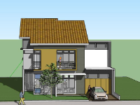 Biệt thự 2 tầng 12.7x9m file sketchup