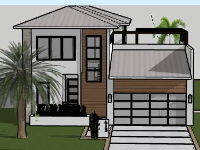 Biệt thự 2 tầng 12x23m model sketchup