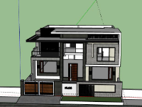 Biệt thự 2 tầng 12x27m file sketchup