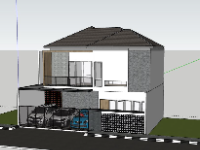 Biệt thự 2 tầng 12x9.3m file sketchup