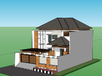 Biệt thự 2 tầng 13.5x20m model sketchup