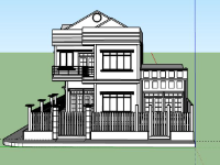 Biệt thự 2 tầng 13.8x26.7m file sketchup