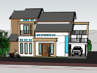 Biệt thự 2 tầng 13.8x7m file sketchup