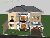 Biệt thự 2 tầng 15.7x14m file sketchup