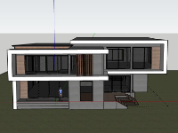 Biệt thự 2 tầng 19x14m file sketchup