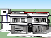 Biệt thự 2 tầng 20x20m model sketchup đẹp