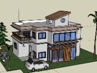 Biệt thự 2 tầng 20x40m model sketchup