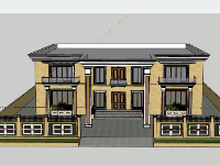 Biệt thự 2 tầng 23x30m model sketchup