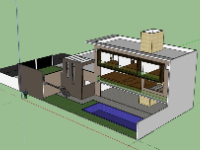 Biệt thự 2 tầng 25x14m file sketchup