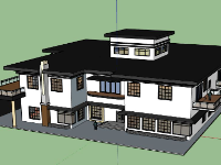 Biệt thự 2 tầng 38x49m model sketchup đẹp