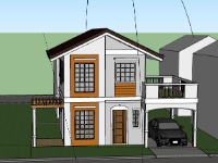 Biệt thự 2 tầng 5x8.5m file sketchup