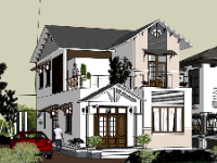 Biệt thự 2 tầng 6x15.2m file sketchup