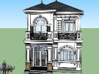 Biệt thự 2 tầng 7x12.5m file sketchup