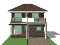 Biệt thự 2 tầng 8.5x11.8m model sketchup