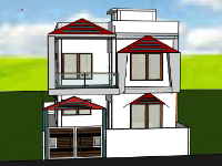 Biệt thự 2 tầng 8.5x16m sketchup