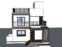 Biệt thự 2 tầng 8.6x13.6m file sketchup