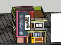 Biệt thự 2 tầng 8.9x15m sketchup