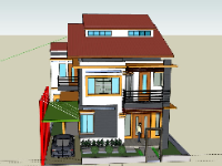 Biệt thự 2 tầng 8x10m file sketchup