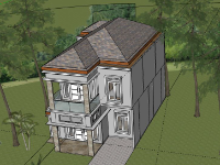 Biệt thự 2 tầng 8x11m model sketchup