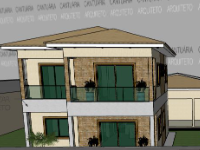 Biệt thự 2 tầng 8x15m model sketchup