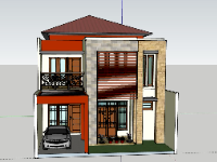 Biệt thự 2 tầng 8x16m file sketchup