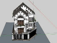 Biệt thự 2 tầng 8x17m model sketchup